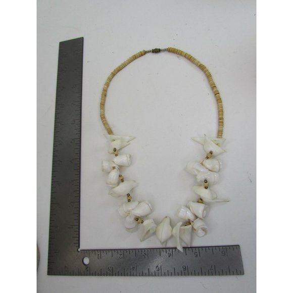 Wood Beaded Shell Necklace Wooden Beads Shells 47296 - Picture 4 of 4